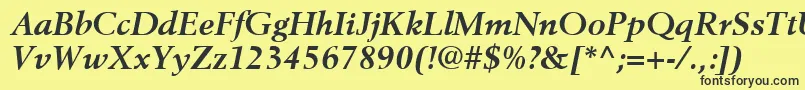 フォントBerlingLtBoldItalic – 黒い文字の黄色い背景