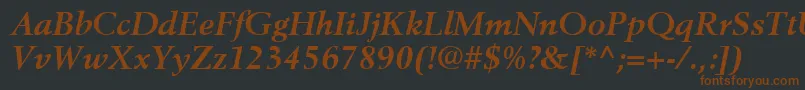 BerlingLtBoldItalic-fontti – ruskeat fontit mustalla taustalla