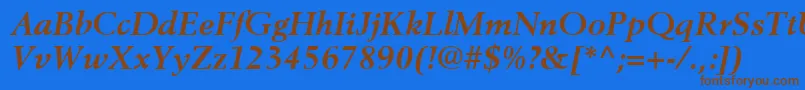 BerlingLtBoldItalic-Schriftart – Braune Schriften auf blauem Hintergrund