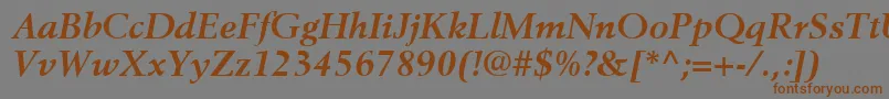 BerlingLtBoldItalic-fontti – ruskeat fontit harmaalla taustalla