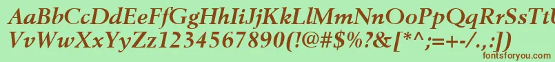 BerlingLtBoldItalic-fontti – ruskeat fontit vihreällä taustalla