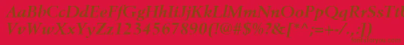 Czcionka BerlingLtBoldItalic – brązowe czcionki na czerwonym tle