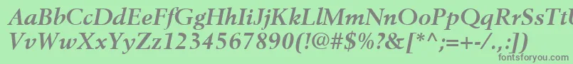 フォントBerlingLtBoldItalic – 緑の背景に灰色の文字