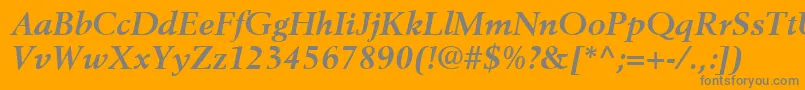 BerlingLtBoldItalic-Schriftart – Graue Schriften auf orangefarbenem Hintergrund
