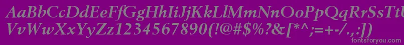 BerlingLtBoldItalic-fontti – harmaat kirjasimet violetilla taustalla