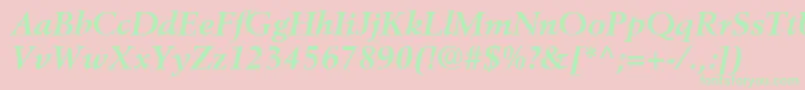 フォントBerlingLtBoldItalic – ピンクの背景に緑の文字