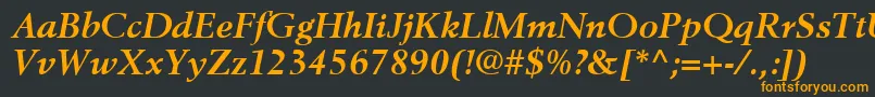 BerlingLtBoldItalic-Schriftart – Orangefarbene Schriften auf schwarzem Hintergrund