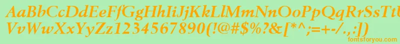 フォントBerlingLtBoldItalic – オレンジの文字が緑の背景にあります。