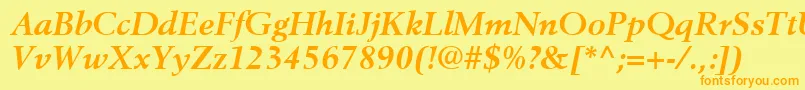 BerlingLtBoldItalic-Schriftart – Orangefarbene Schriften auf gelbem Hintergrund
