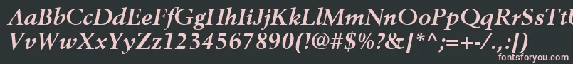 BerlingLtBoldItalic-fontti – vaaleanpunaiset fontit mustalla taustalla