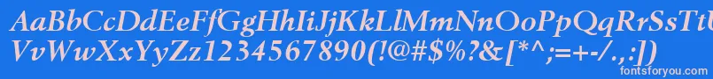 BerlingLtBoldItalic-fontti – vaaleanpunaiset fontit sinisellä taustalla