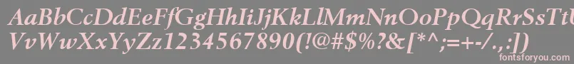 BerlingLtBoldItalic-Schriftart – Rosa Schriften auf grauem Hintergrund