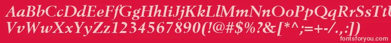 フォントBerlingLtBoldItalic – 赤い背景にピンクのフォント