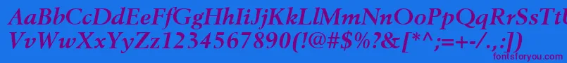 BerlingLtBoldItalic Font – Purple Fonts on Blue Background