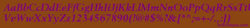 フォントBerlingLtBoldItalic – 紫色のフォント、茶色の背景
