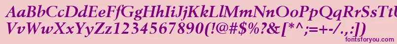 フォントBerlingLtBoldItalic – ピンクの背景に紫のフォント