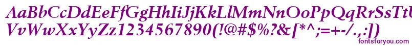 フォントBerlingLtBoldItalic – 白い背景に紫のフォント