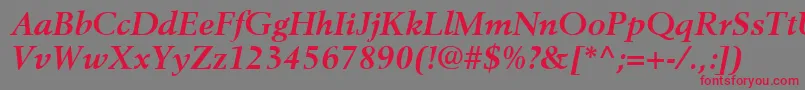 BerlingLtBoldItalic-fontti – punaiset fontit harmaalla taustalla