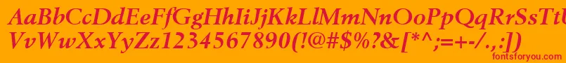 BerlingLtBoldItalic-Schriftart – Rote Schriften auf orangefarbenem Hintergrund