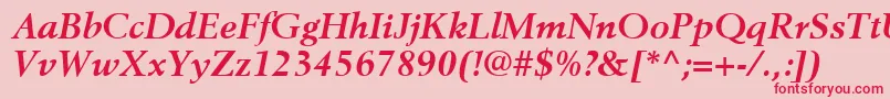 フォントBerlingLtBoldItalic – ピンクの背景に赤い文字