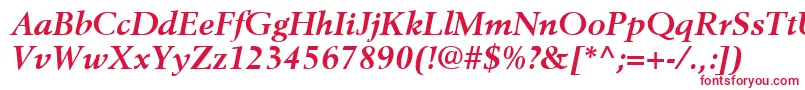 フォントBerlingLtBoldItalic – 白い背景に赤い文字