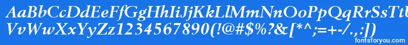 BerlingLtBoldItalic-Schriftart – Weiße Schriften auf blauem Hintergrund