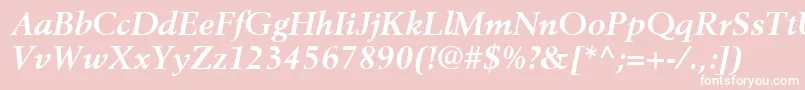 Fonte BerlingLtBoldItalic – fontes brancas em um fundo rosa