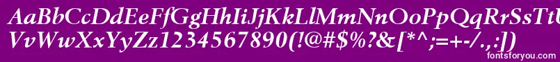 BerlingLtBoldItalic-fontti – valkoiset fontit violetilla taustalla