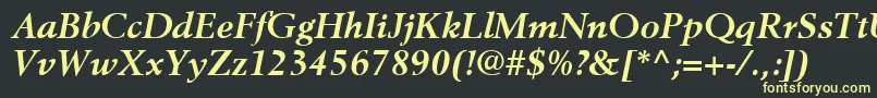 フォントBerlingLtBoldItalic – 黒い背景に黄色の文字