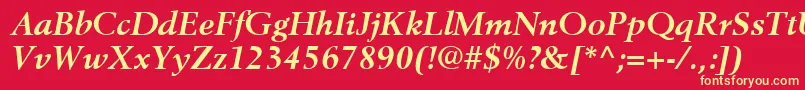 フォントBerlingLtBoldItalic – 黄色の文字、赤い背景
