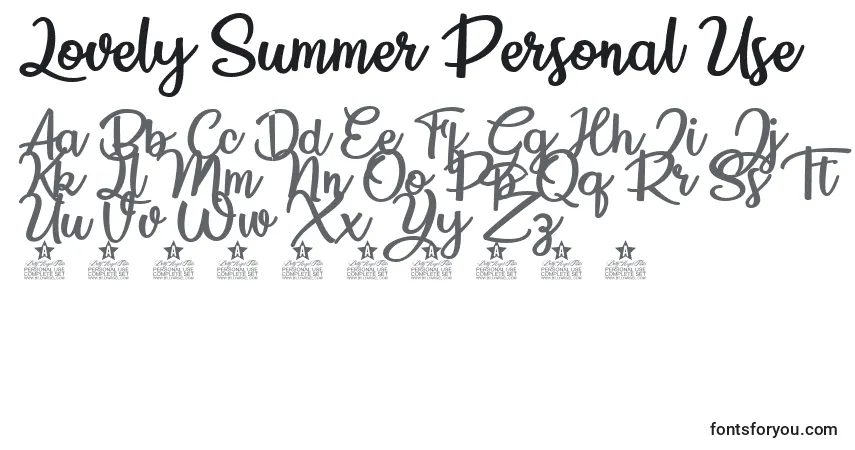 Schriftart Lovely Summer Personal Use – Alphabet, Zahlen, spezielle Symbole
