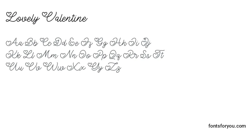 A fonte Lovely Valentine – alfabeto, números, caracteres especiais