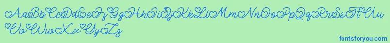 Lovely Valentine Font – Blue Fonts on Green Background