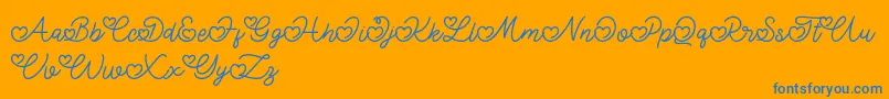 Lovely Valentine Font – Blue Fonts on Orange Background