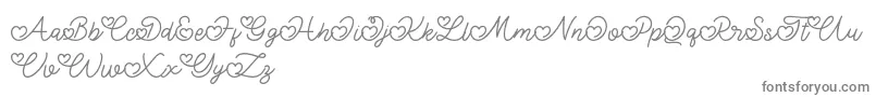 Lovely Valentine-fontti – harmaat kirjasimet valkoisella taustalla