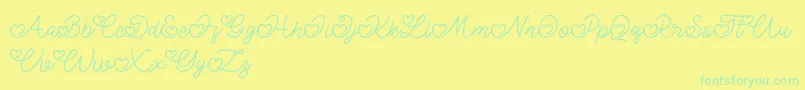 Lovely Valentine Font – Green Fonts on Yellow Background