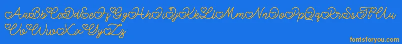 Lovely Valentine-Schriftart – Orangefarbene Schriften auf blauem Hintergrund