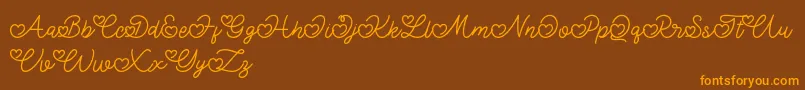 Lovely Valentine-Schriftart – Orangefarbene Schriften auf braunem Hintergrund