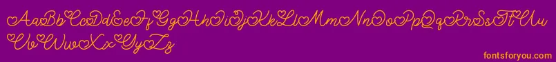 フォントLovely Valentine – 紫色の背景にオレンジのフォント
