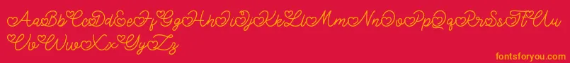 Lovely Valentine-Schriftart – Orangefarbene Schriften auf rotem Hintergrund