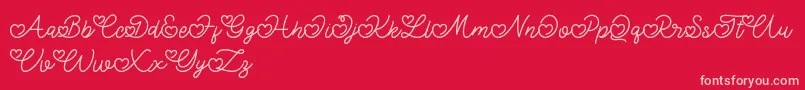 フォントLovely Valentine – 赤い背景にピンクのフォント