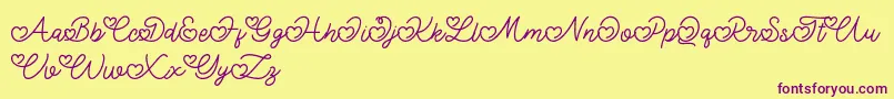 Lovely Valentine Font – Purple Fonts on Yellow Background