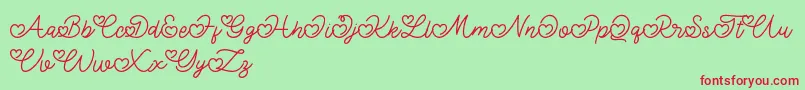 Lovely Valentine-Schriftart – Rote Schriften auf grünem Hintergrund