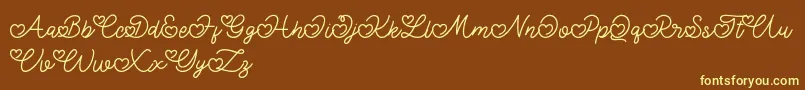 Lovely Valentine Font – Yellow Fonts on Brown Background