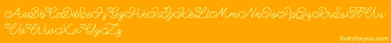 Lovely Valentine-Schriftart – Gelbe Schriften auf orangefarbenem Hintergrund