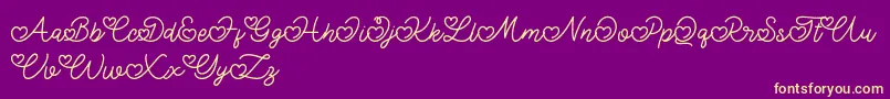 フォントLovely Valentine – 紫の背景に黄色のフォント