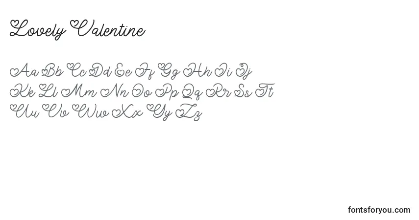 Schriftart Lovely Valentine (133033) – Alphabet, Zahlen, spezielle Symbole