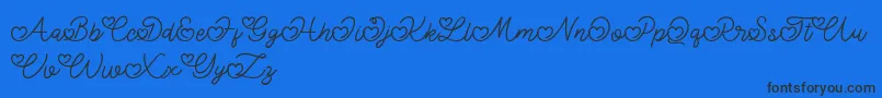 Lovely Valentine-Schriftart – Schwarze Schriften auf blauem Hintergrund