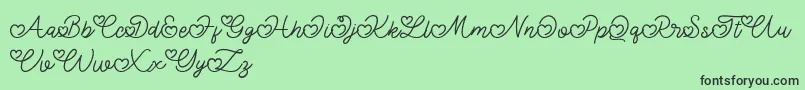 Czcionka Lovely Valentine – czarne czcionki na zielonym tle