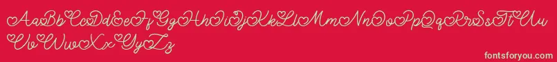 Lovely Valentine-Schriftart – Grüne Schriften auf rotem Hintergrund